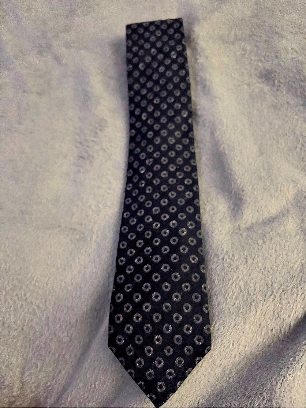 Vintage Canali Polka Dot Silk Tie in Black & Gray Like New
